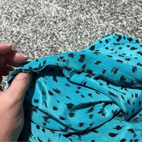 Vintage Green Blue Cheetah Abstract Print Giorgio D’Armini 90s 80s Silky L? Note - Picture 8 of 9